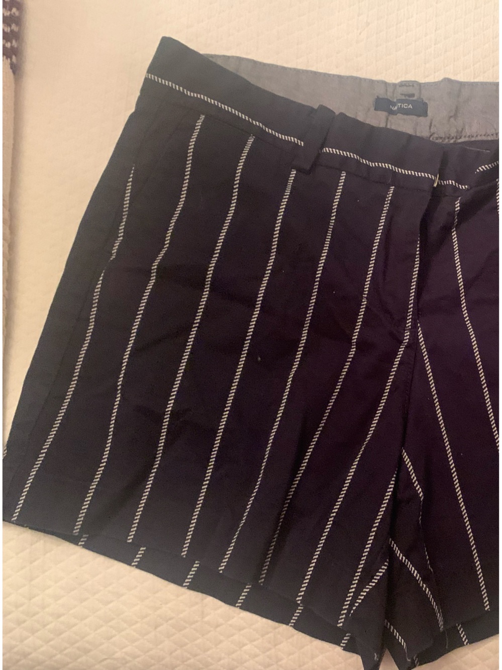 Nautica woman’s Navy Pinstripe Shorts